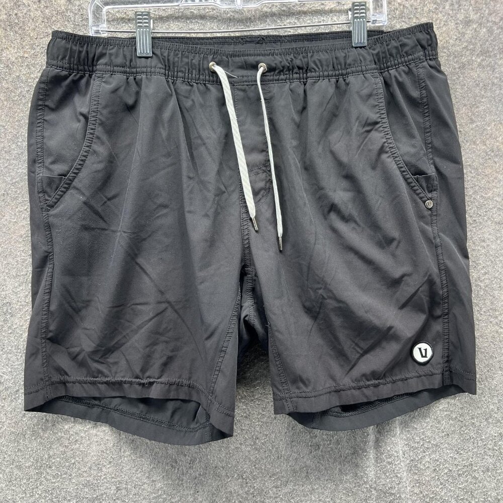 Vuori Black Athletic Shorts with White Drawstring